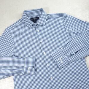 Mizzen Main Shirt Mens Medium Blue Gingham Button Down Leeward Trim Long Sleeve